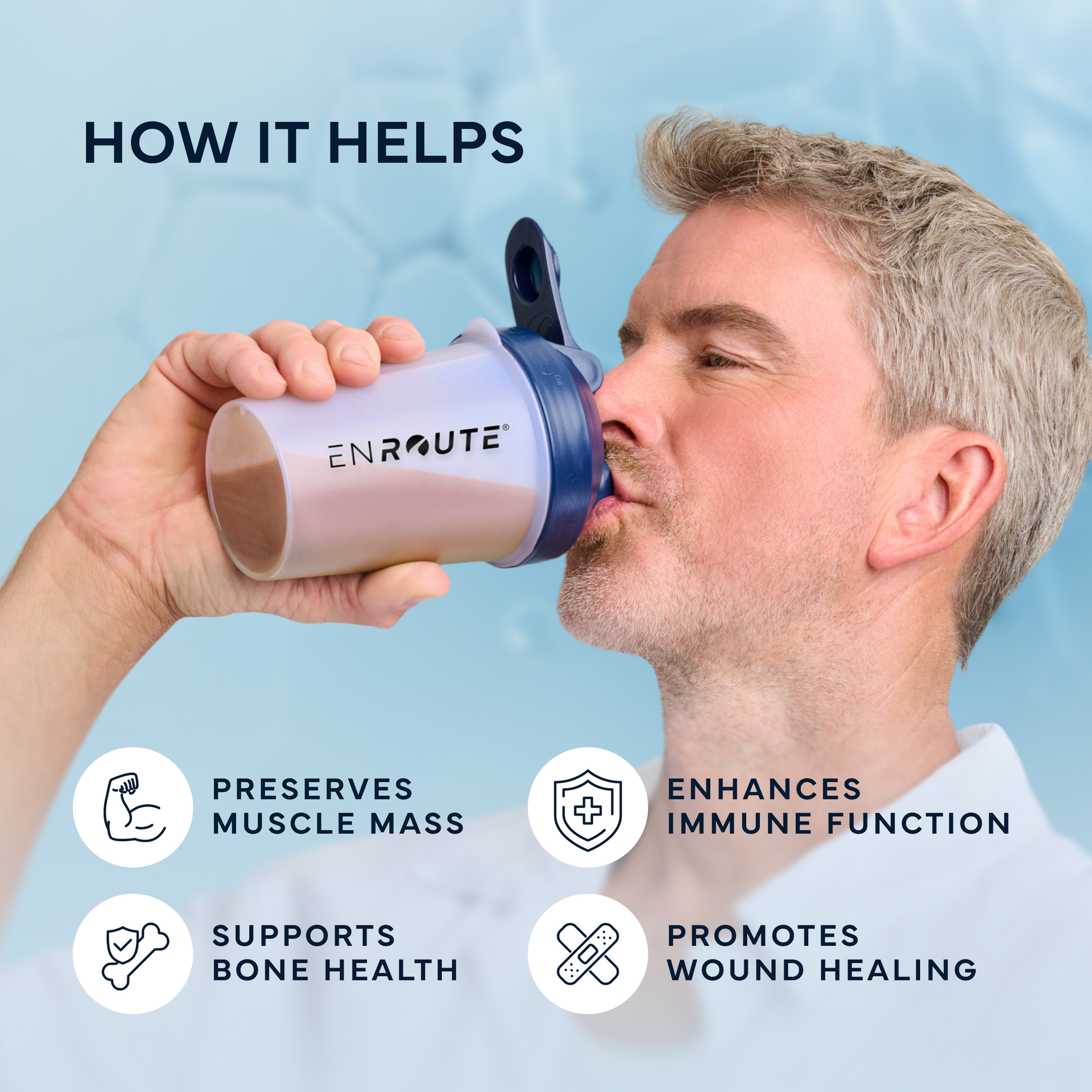 ENROUTE® BUILD 56 servings: Helps in preserving muscle mass, enhances immune function, support bone health, and  promotes wound healing