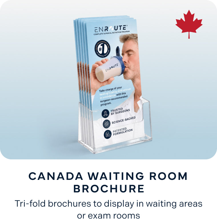 ENROUTE® Canada waiting room brochure display for surgical nutrition education.