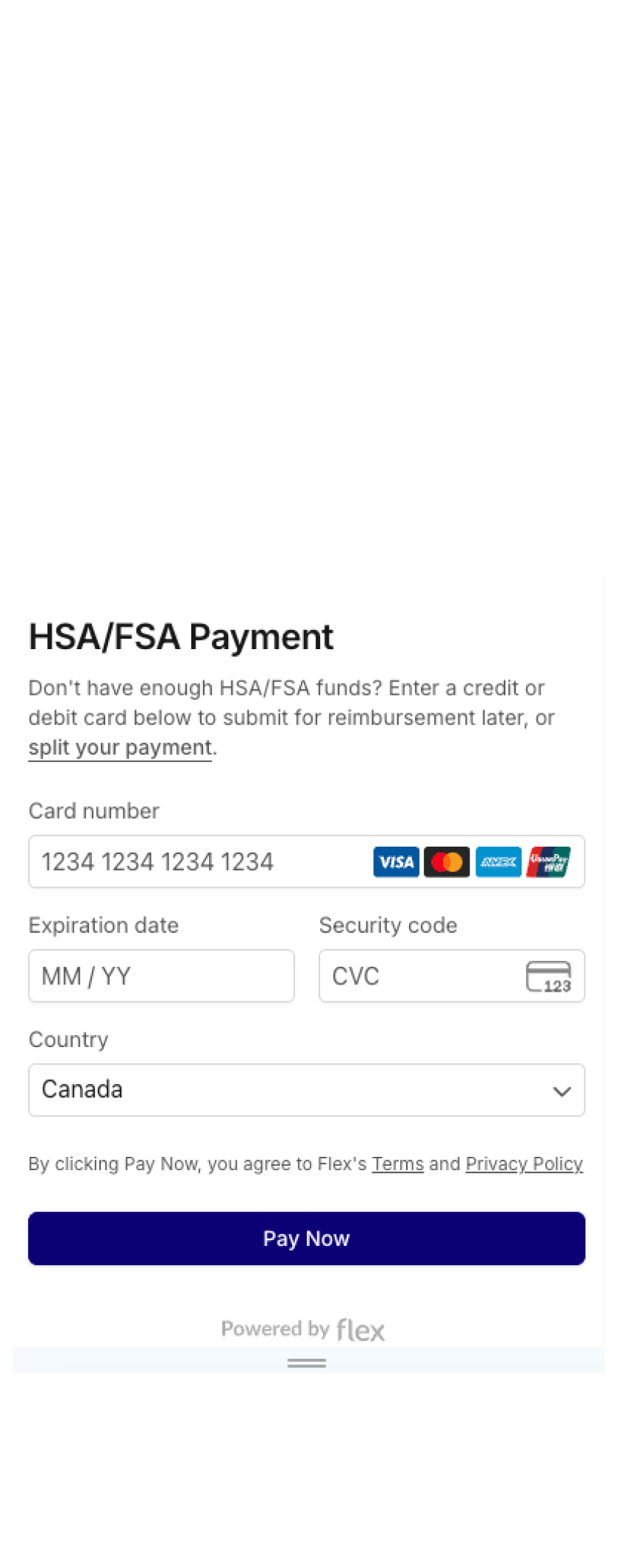 Step 4

Payment Processing:
Complete payment by entering your HSA/FSA card, credit card (Visa, Mastercard, or American Express), or debit card.

*HSA/FSA not valid with PayPal, Sezzle, or Affirm.